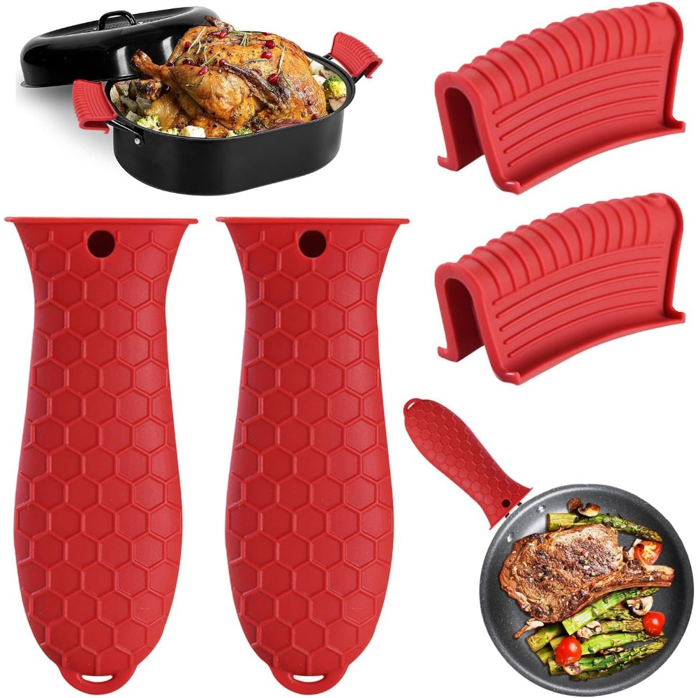 Cast Iron Skillet - Heat Resistant Silicone Pot Handle Covers