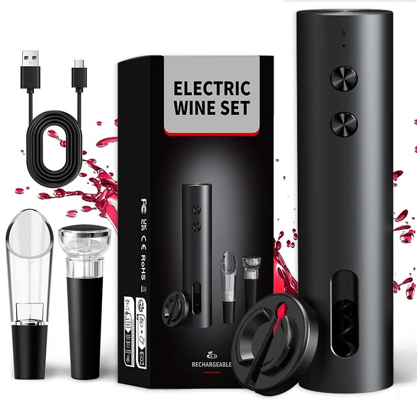 Electric Can Opener - 4-in-1 Electric Bottle Wine Opener Set