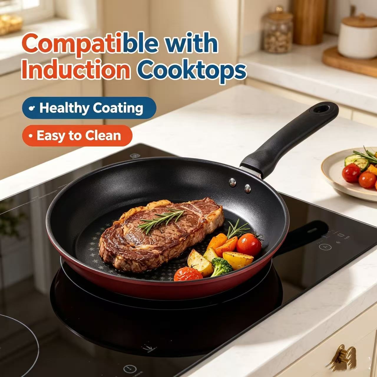 Cast Iron Skillet - Premium Granite Non Stick Frying Pan,