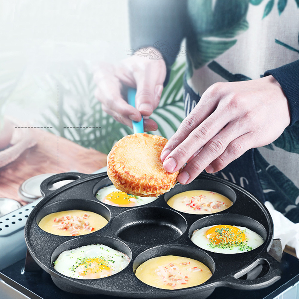 Cast Iron Skillet - 7 Hole Frying Pot Cast Iron