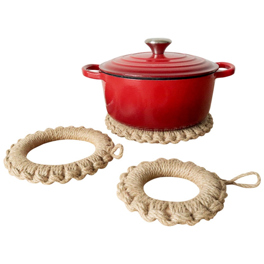 2Pcs Rustic Jute Woven Trivets - Cast Iron Skillet ulasan dan harga