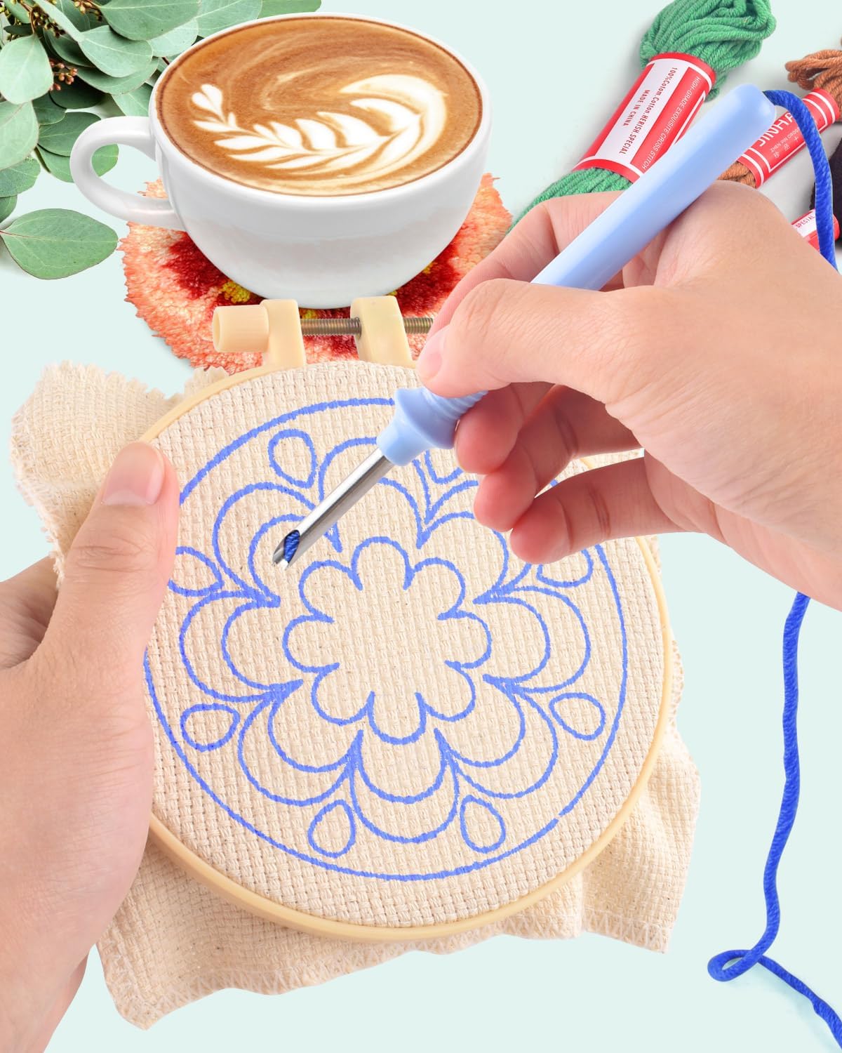 6Pcs Frog Punch Needle Coaster - Kitchen Gadgets Crossword ulasan dan harga