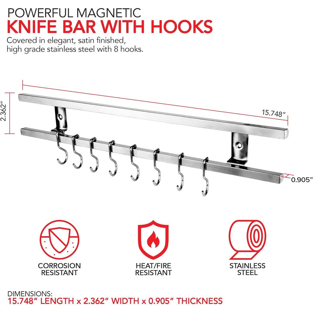 16 Inch Stainless Steel Metal  - Magnetic Knife Strip ulasan dan harga