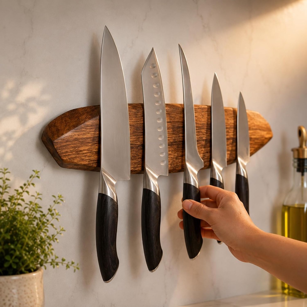 Magnetic Knife Holder - Acacia - Magnetic Knife Strip ulasan dan harga