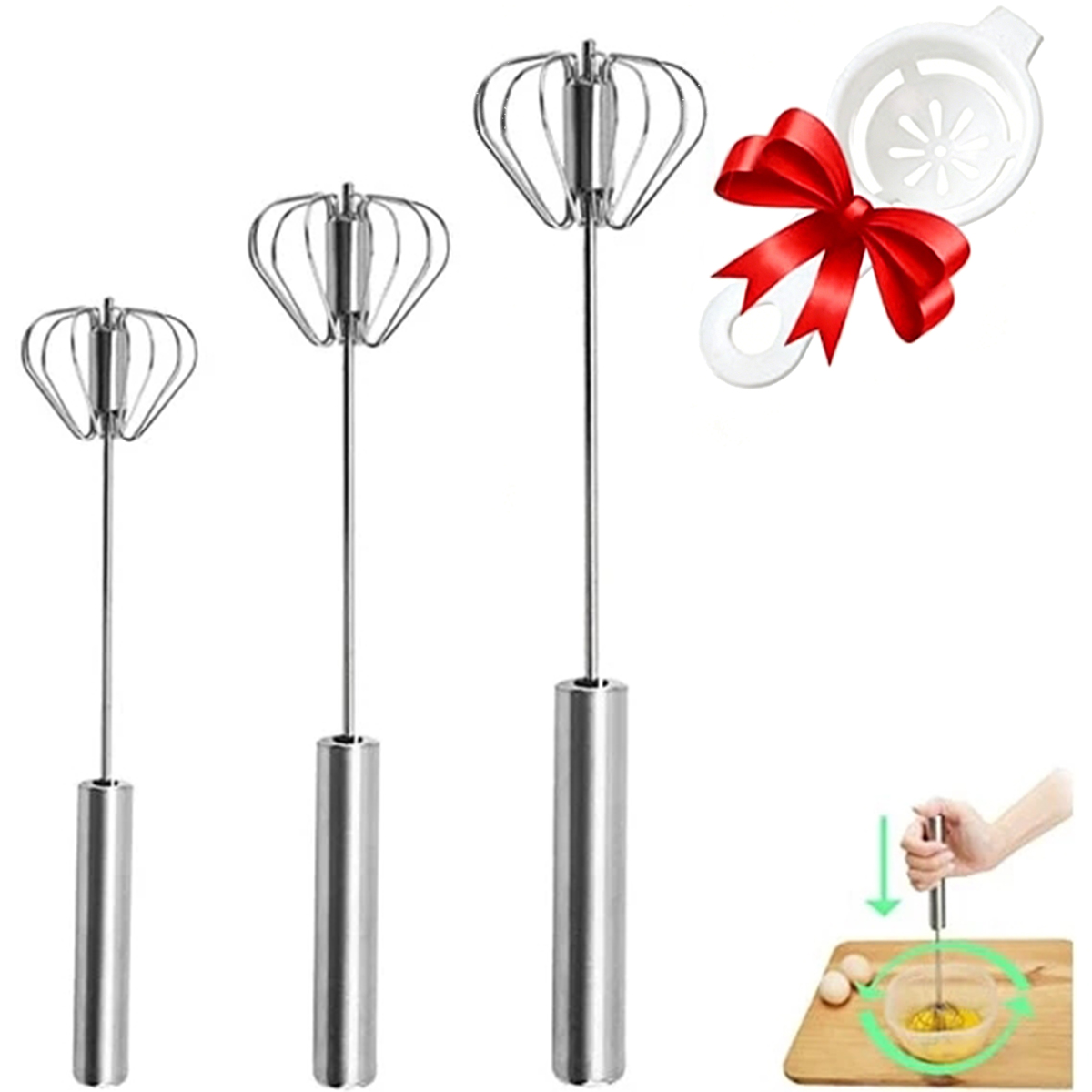 1/3pcs Stainless Steel Egg Bea - Kitchen Gadgets Blender ulasan dan harga